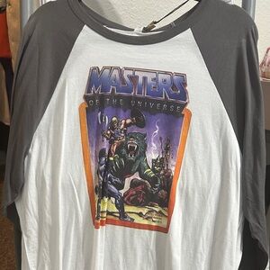 Bella Canvas Masters of the Universe Raglan Shirt - Gray and White